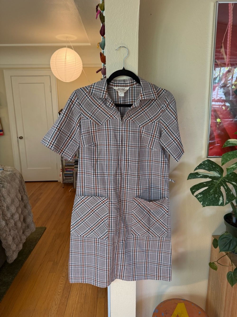 Vintage 70s Sears Plaid Schoolgirl Dress